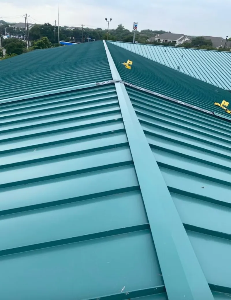 Green commercial metal roof ridge and valley for Metal Roof Repair in Poland